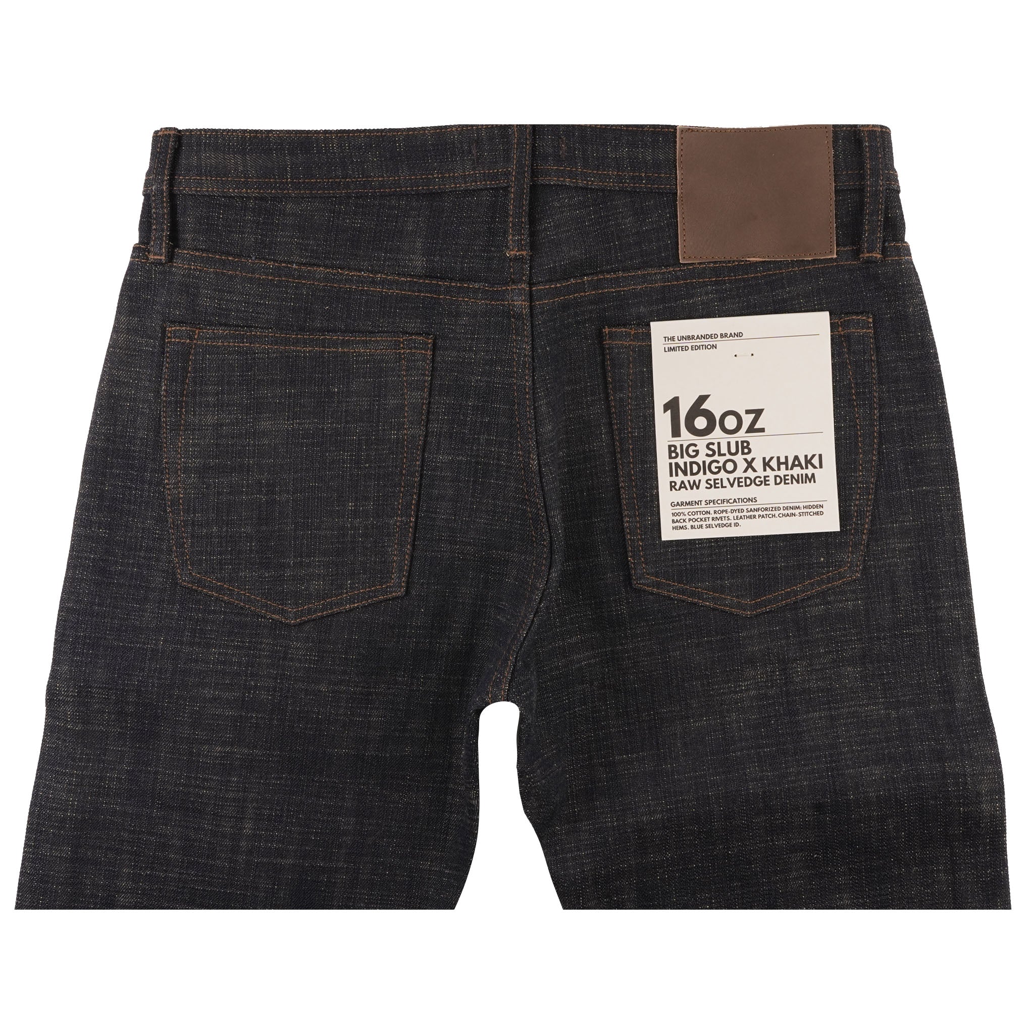 UB273 Tapered Fit - 16oz. Slubby Selvedge Denim With Khaki Weft Sanforized