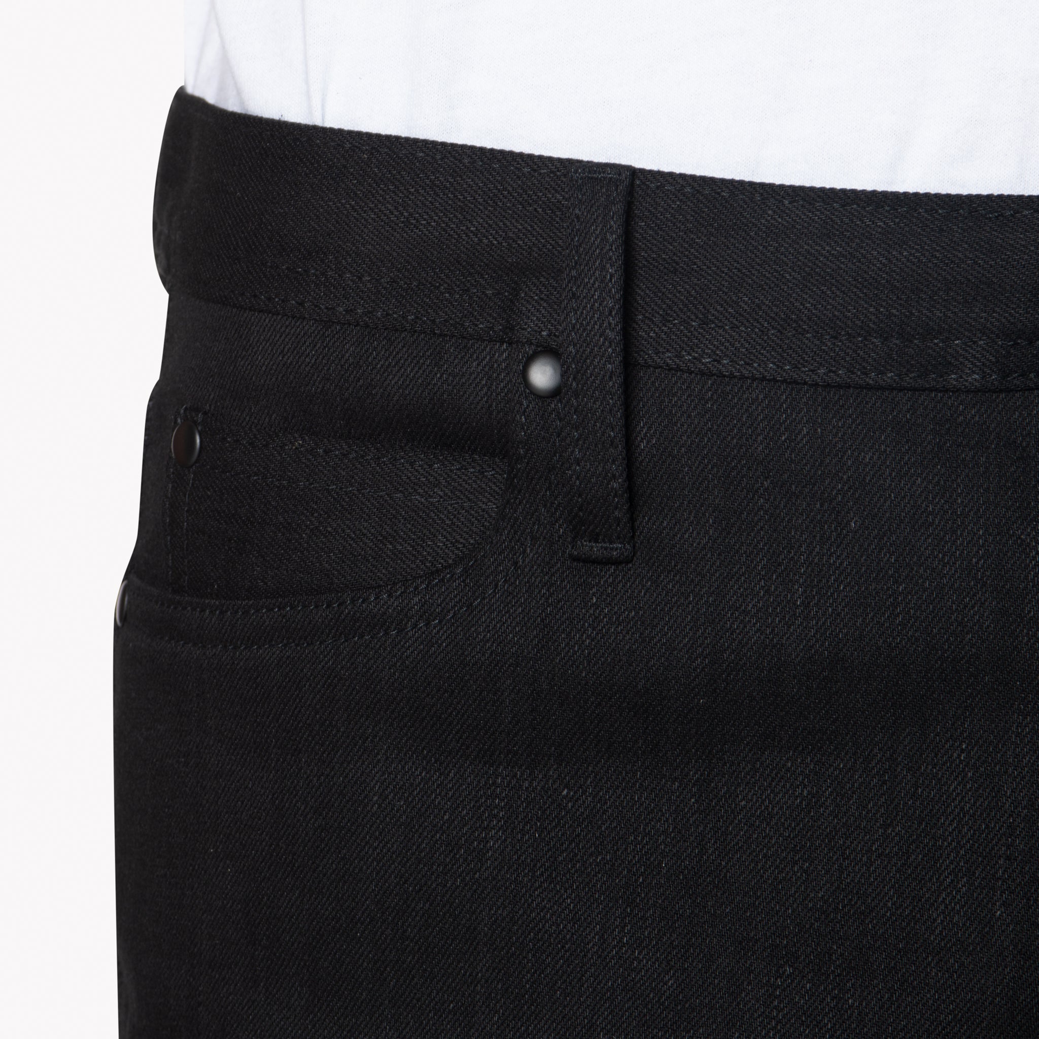 UB144 Skinny Fit 11oz Solid Black Stretch Selvedge Denim | The Unbranded Brand