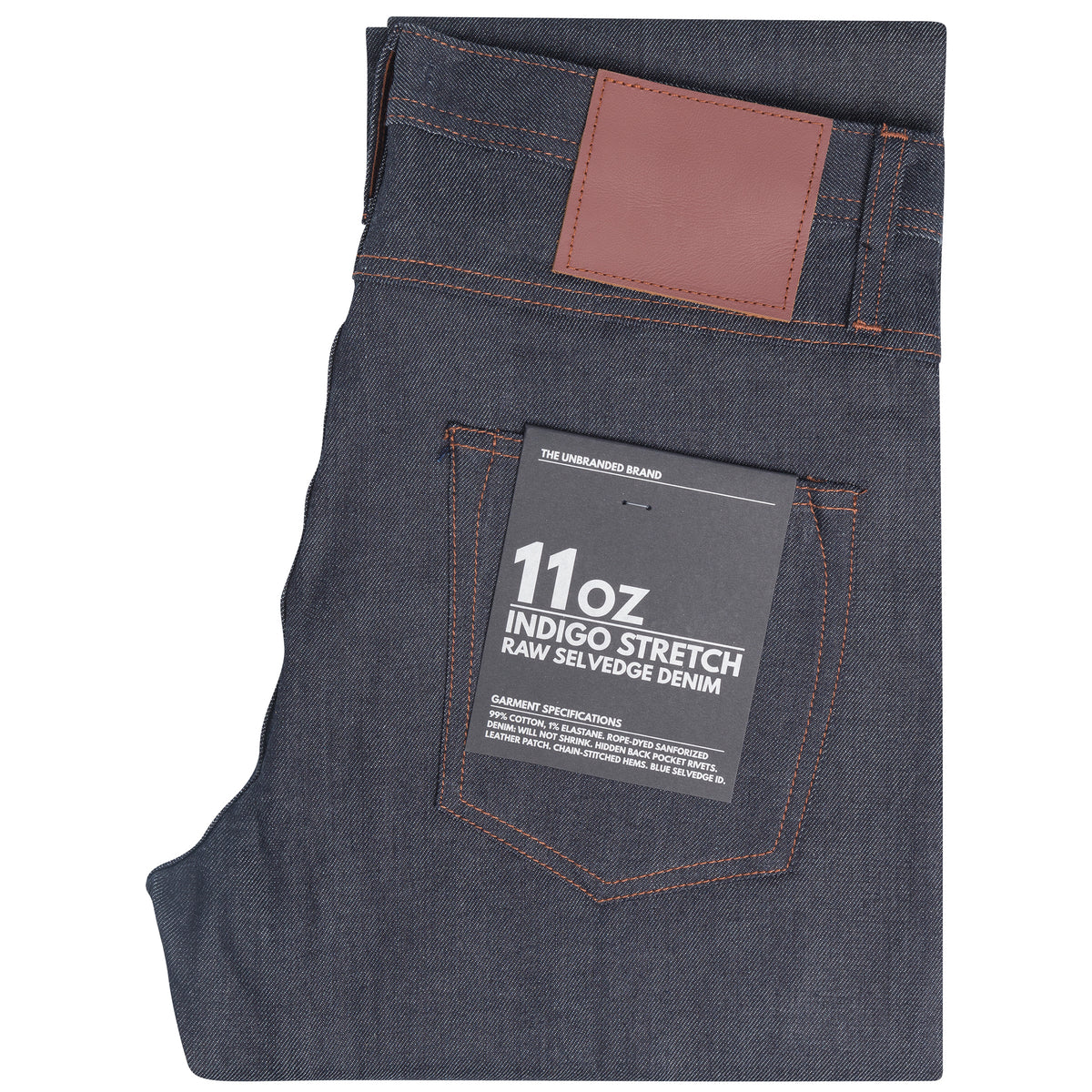UB322 Straight Fit 11oz Indigo Stretch Denim Selvedge Brand | Unbranded The