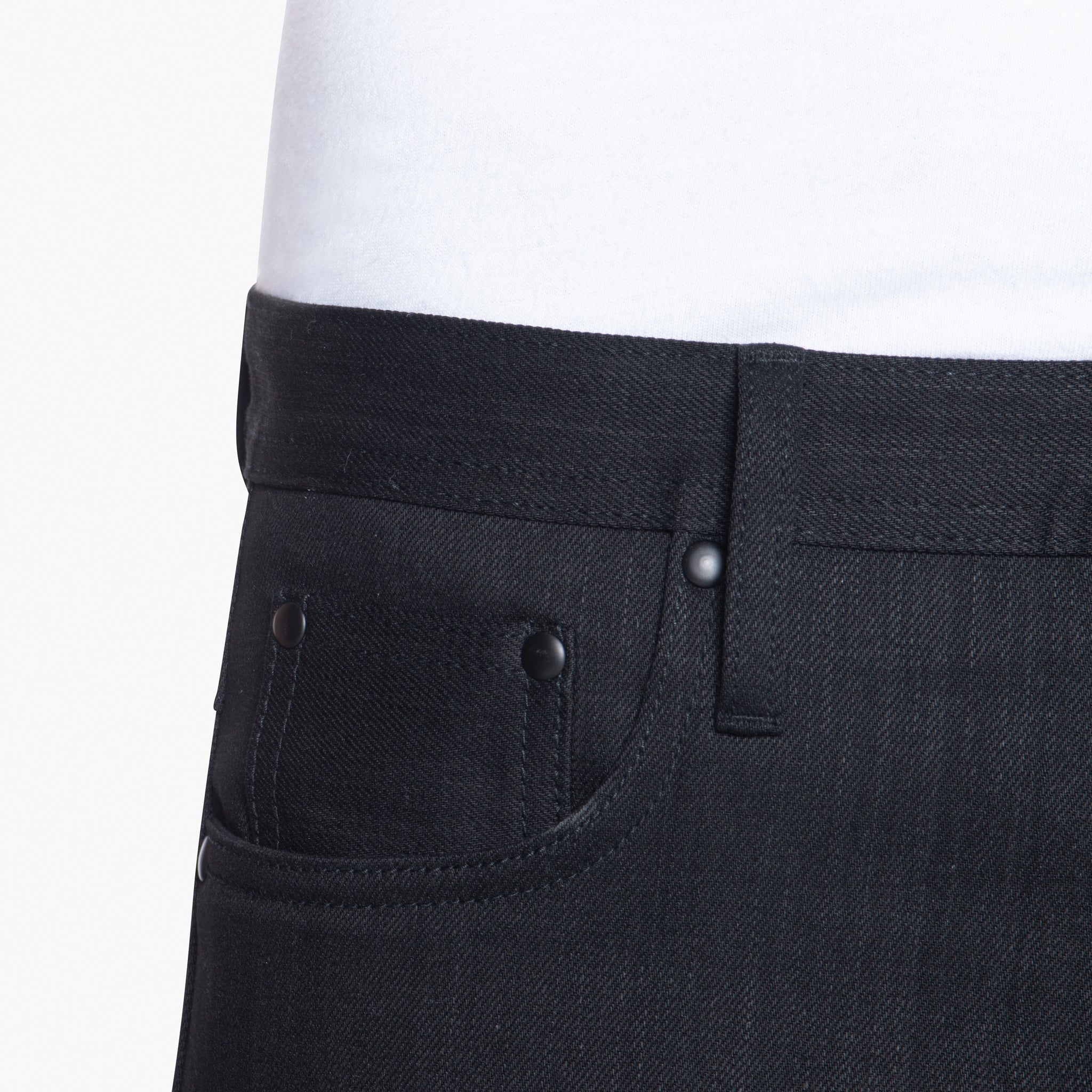 UB344 Straight Fit 11oz Solid Black Stretch Selvedge Denim | The Unbranded Brand