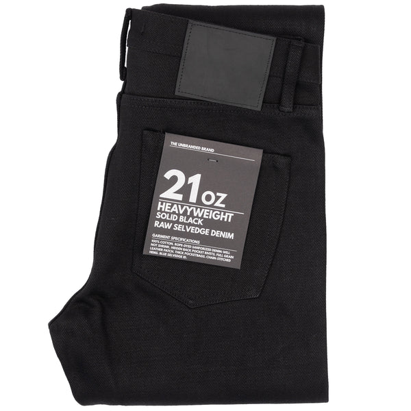 UB142 Skinny Fit - 21oz Heavyweight Solid Black Selvedge | The Unbranded Brand