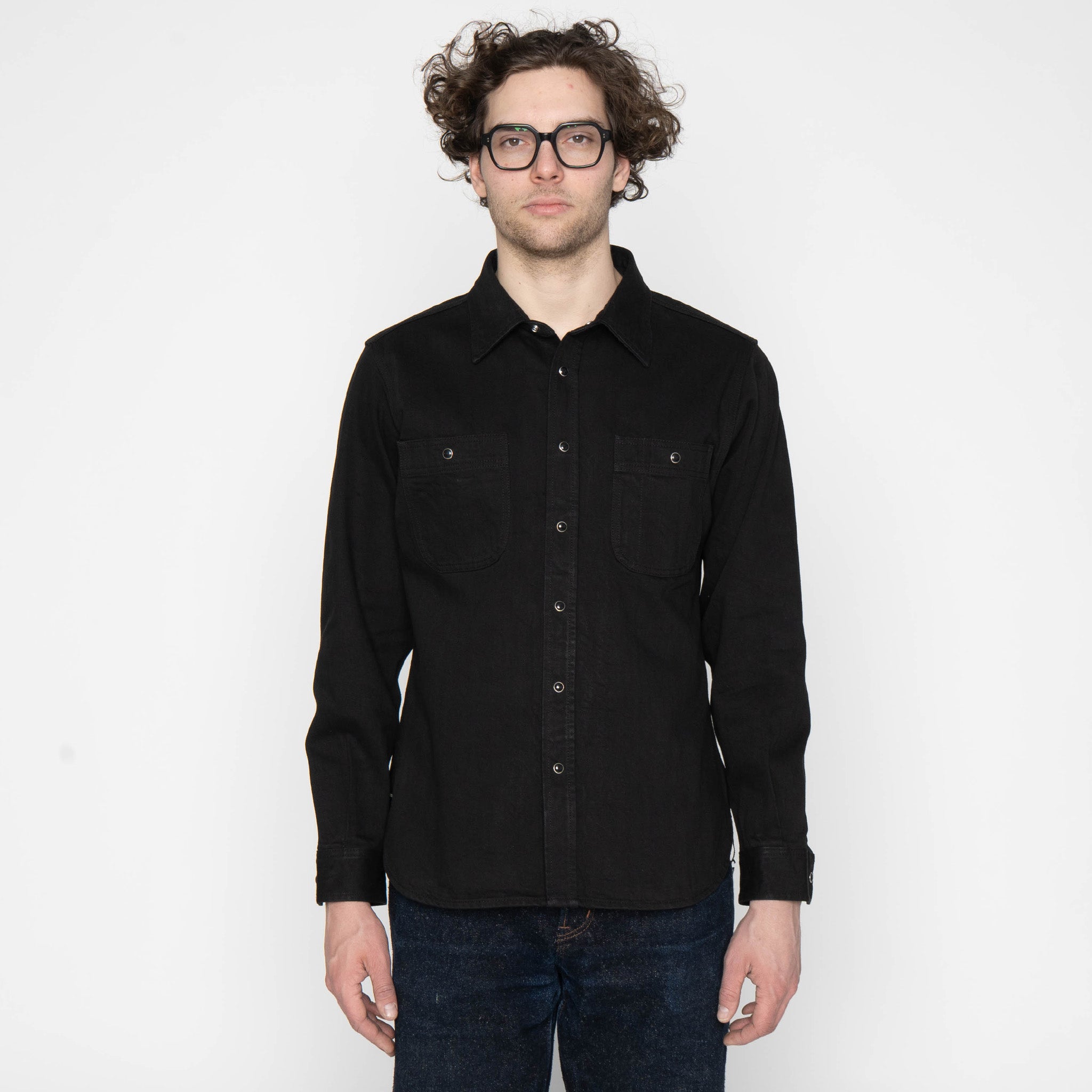 UBS433 Work Shirt - Solid Black Selvedge – The Unbranded Brand