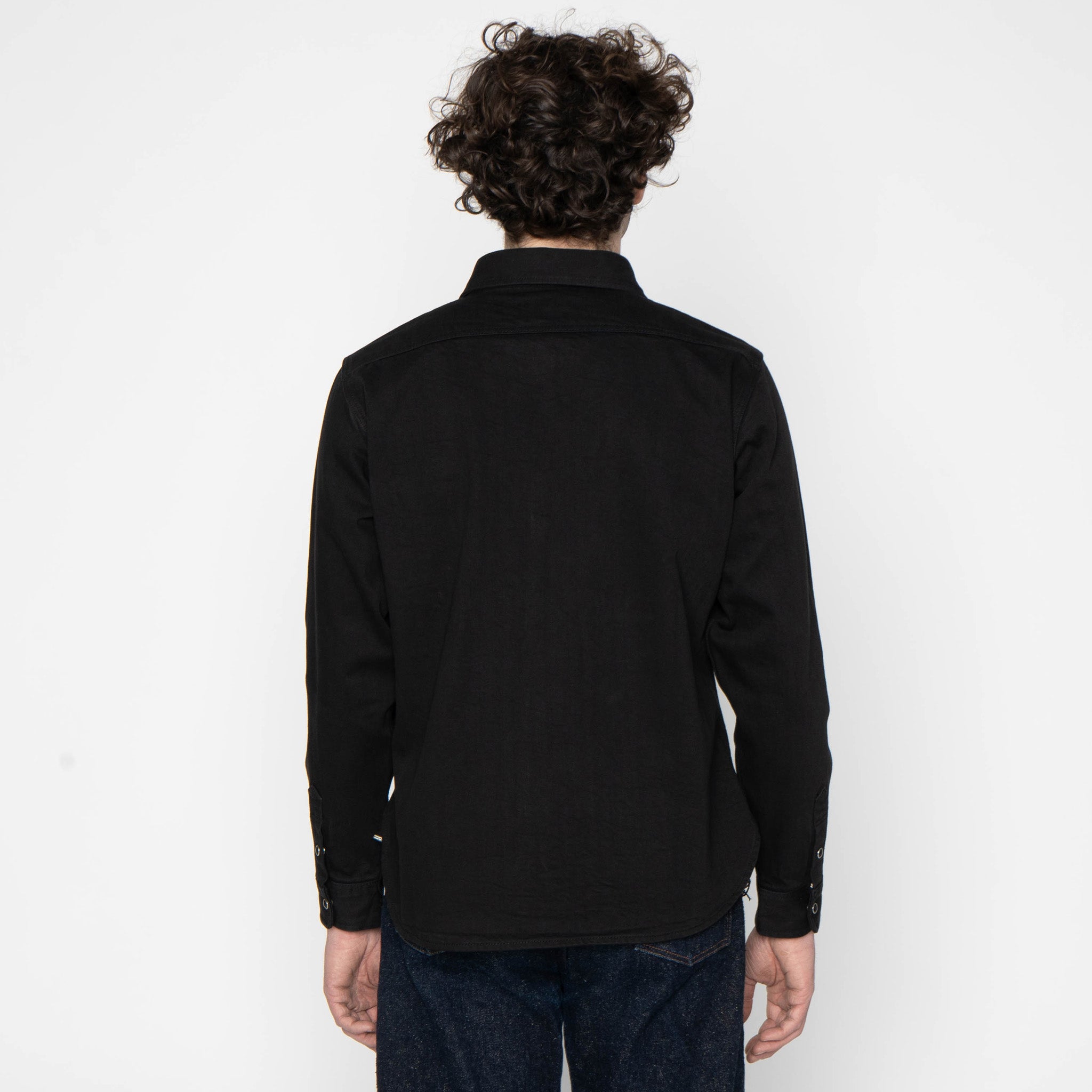 UBS433 Work Shirt - Solid Black Selvedge