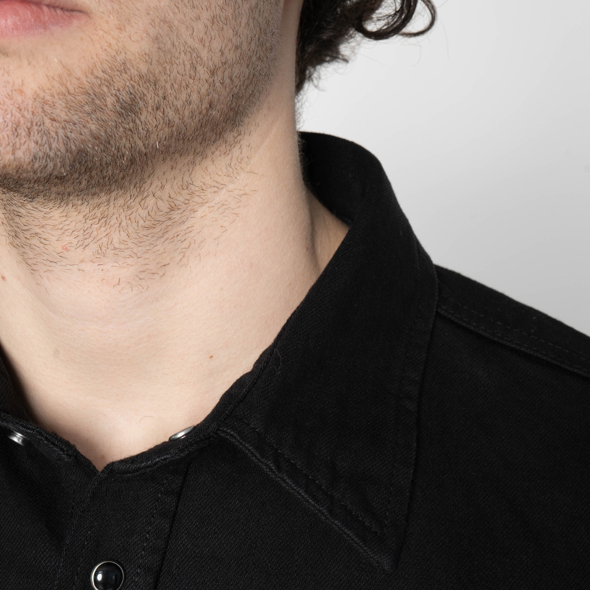 UBS433 Work Shirt - Solid Black Selvedge