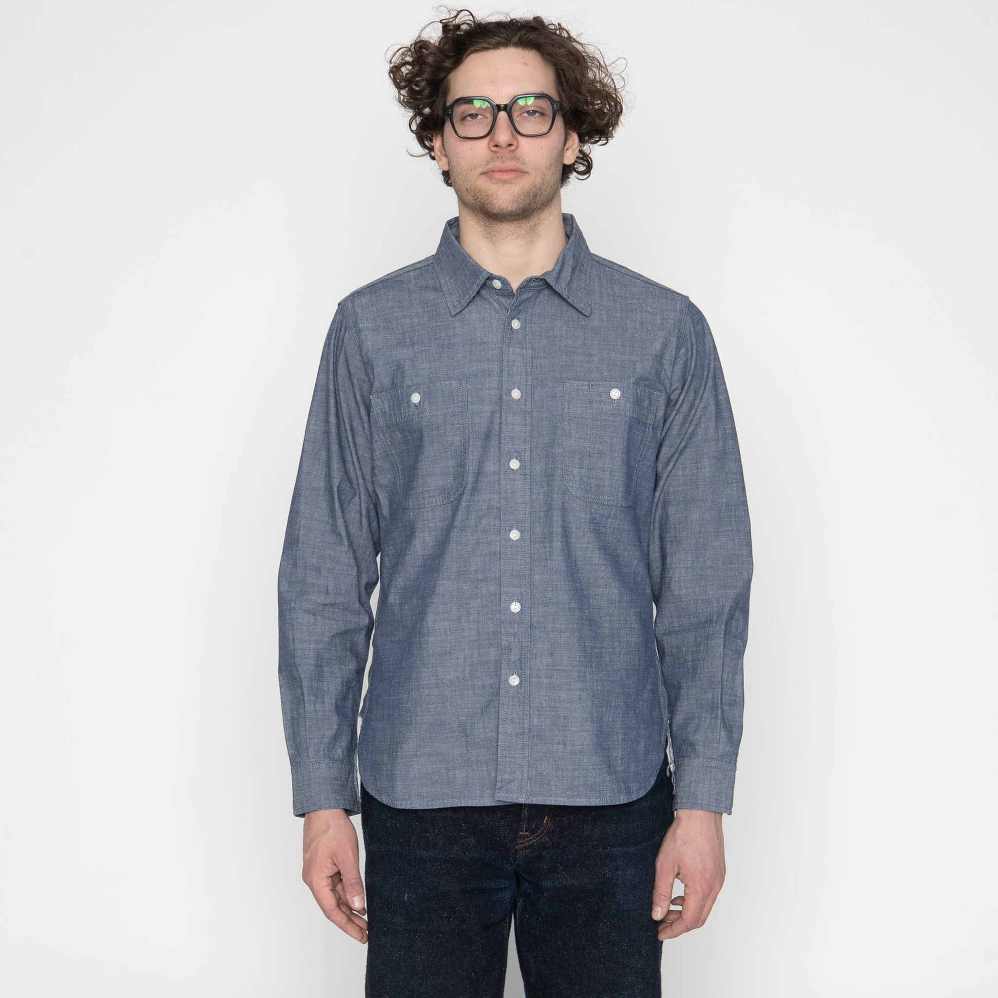 UBS435 Work Shirt - Selvedge Chambray - Blue