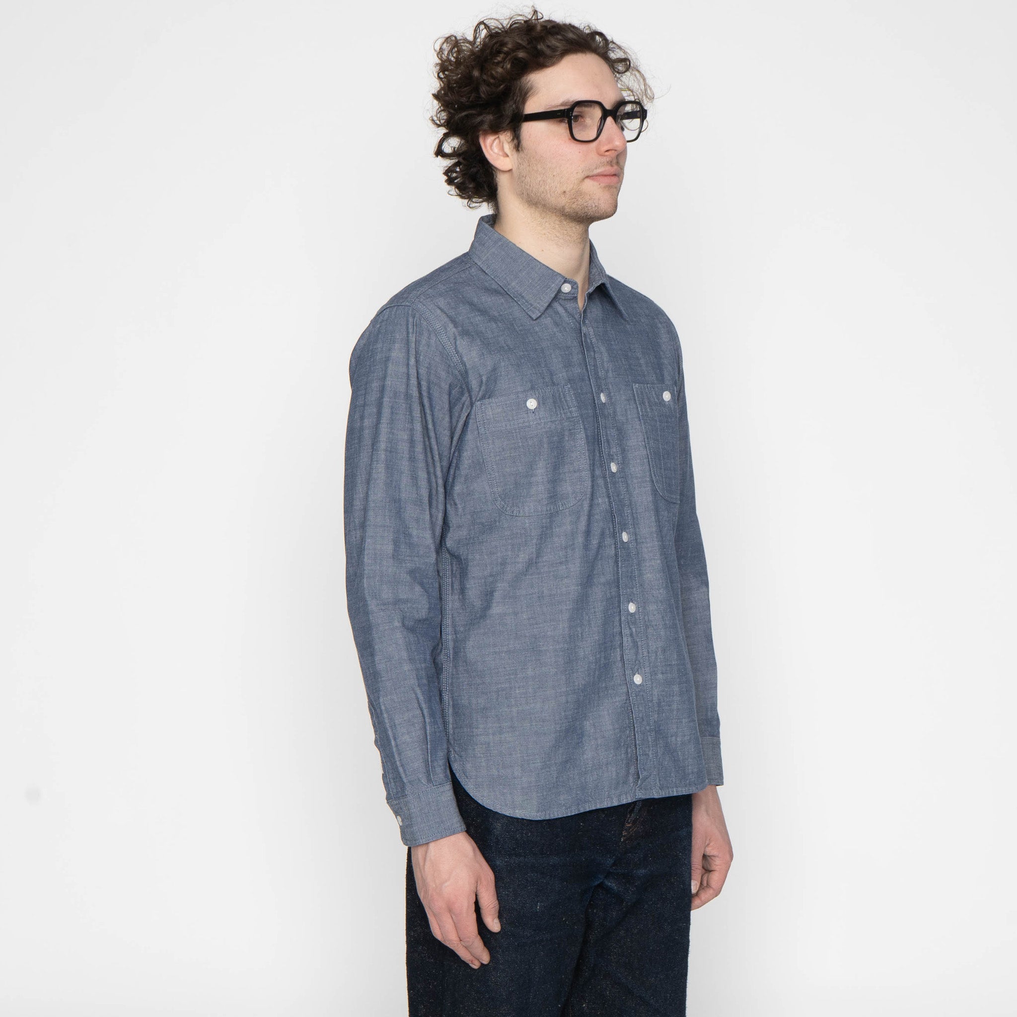 UBS435 Work Shirt - Selvedge Chambray - Blue – The Unbranded Brand
