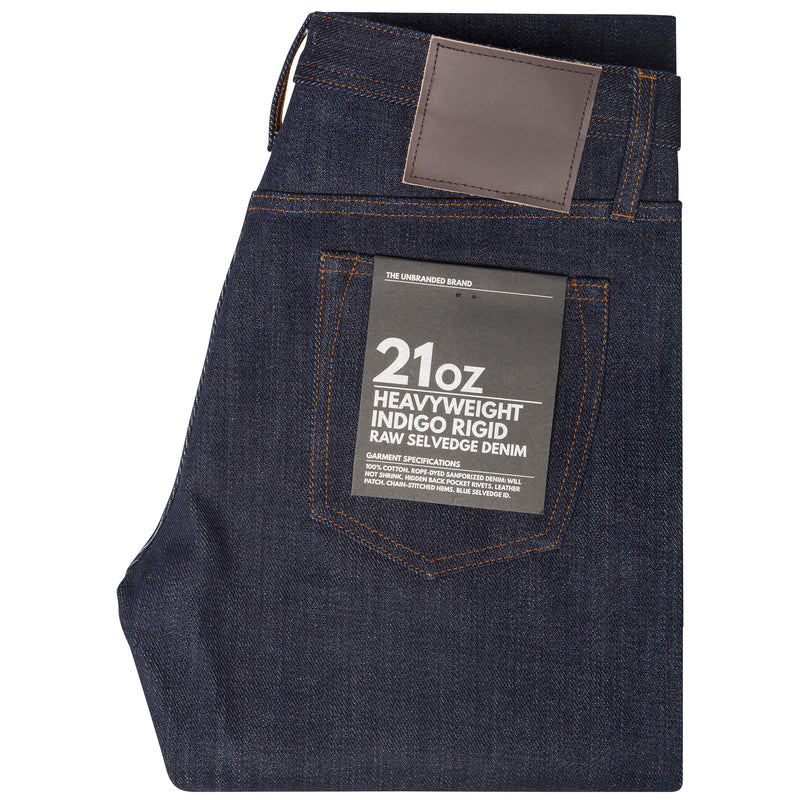 UB221 Tapered Fit 21oz Heavyweight Indigo Selvedge Denim | The Unbranded Brand