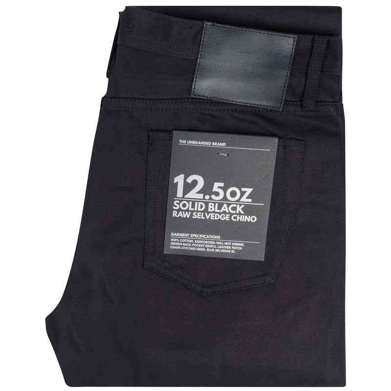 UB255 Tapered Fit 12.5oz Black Selvedge Chino | The Unbranded Brand