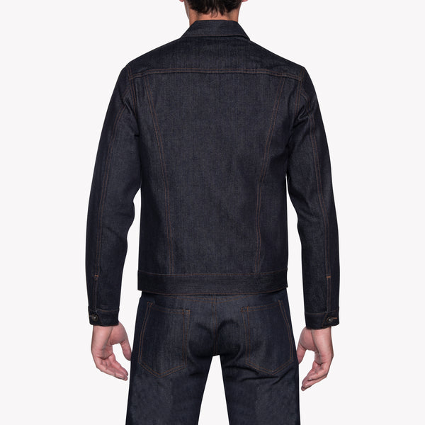 Calvin Klein Jeans foundation side tape logo denim trucker jacket in black  | ASOS